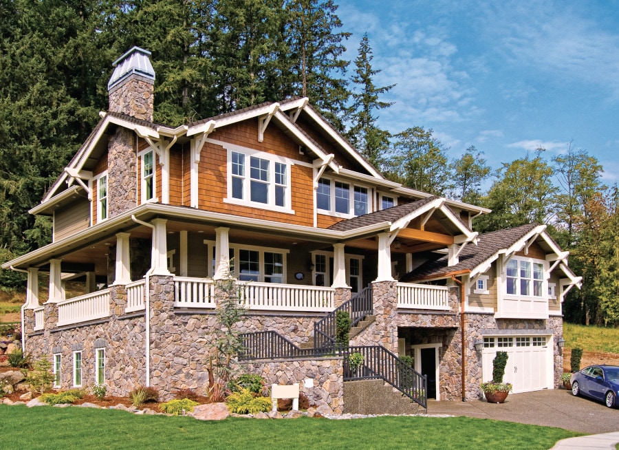 wood windows on a two story house